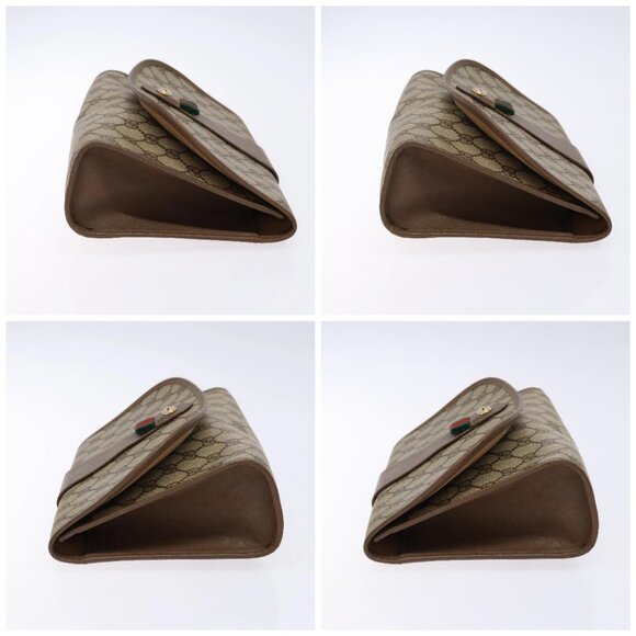 GUCCI GG Supreme Web Sherry Line Clutch Bag PVC Beige Gold 89 01 030 Auth 141030 - Picture 16 of 16